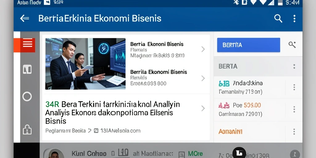 Antarmuka aplikasi 34R yang menampilkan berita Ekonomi Bisnis
