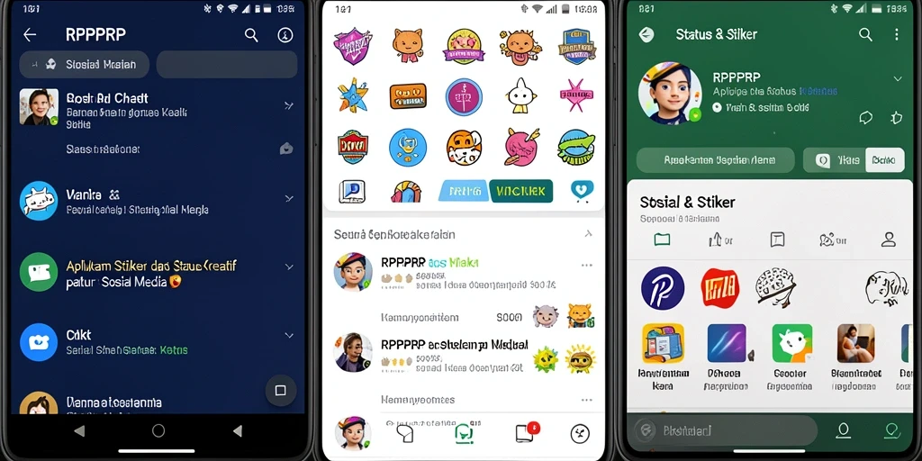 Antarmuka utama RPRPRP dengan koleksi stiker yang menarik.