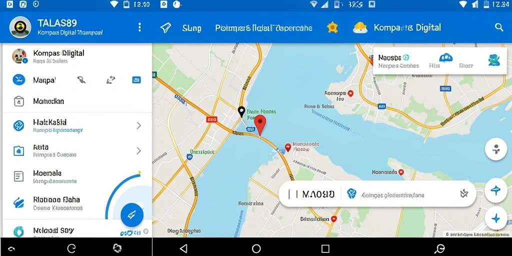 Tampilan antarmuka TALAS89 yang mudah digunakan untuk navigasi kompas digital.