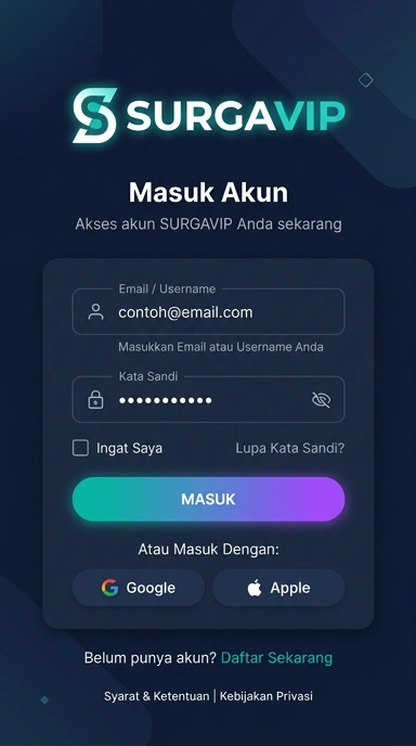 Masuk Akun Surgavip untuk Pengguna Android